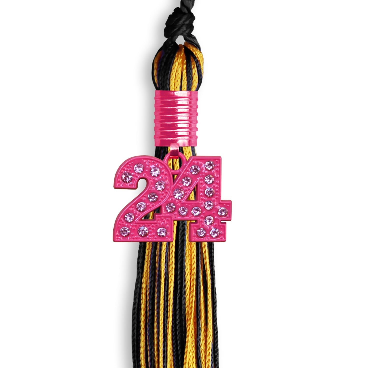 Black/Gold Mixed Color Graduation Tassel With Pink Bling Charm 2024 - Endea Graduation