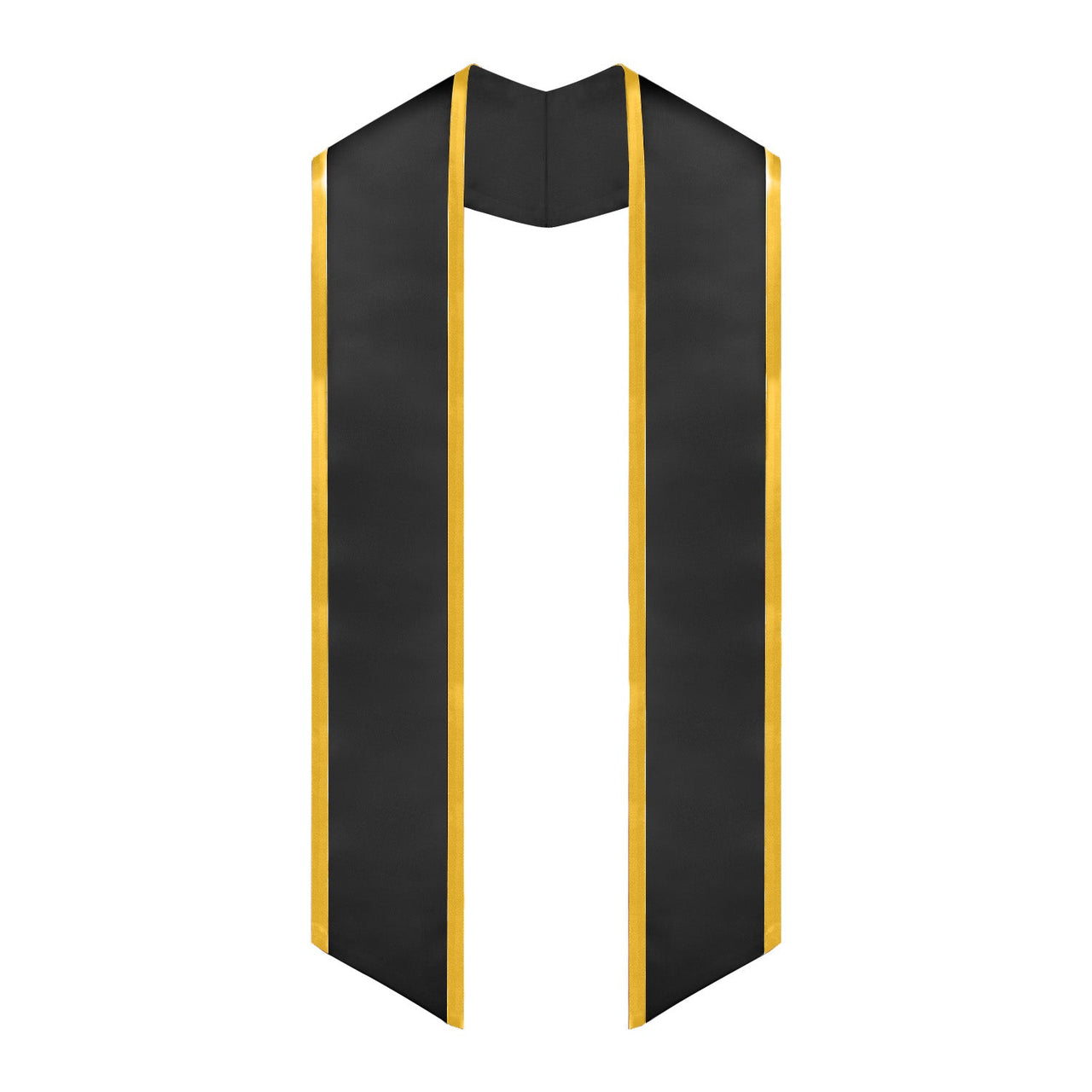 Black/Gold Plain Graduation Stole With Trim Color & Angled End - Endea Graduation