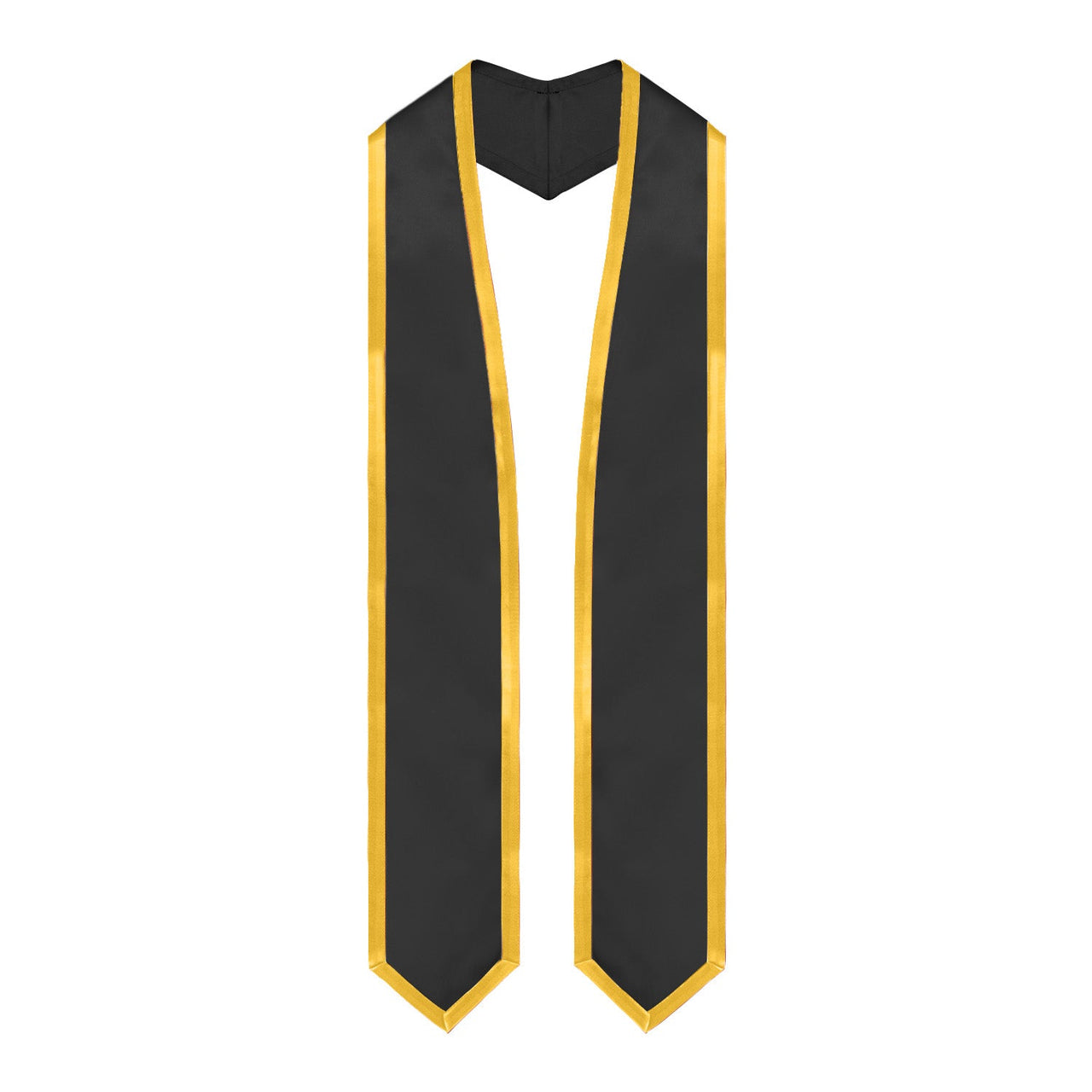 Black/Gold Plain Graduation Stole With Trim Color & Classic End - Endea Graduation
