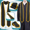 Black/Gold Plain Graduation Stole With Trim Color & Classic End - Endea Graduation