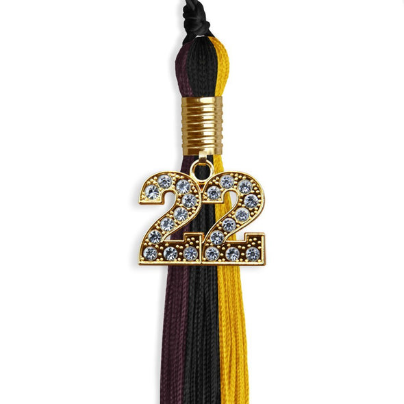 Black/Gold/Maroon Graduation Tassel With Gold Date Drop - Endea Graduation