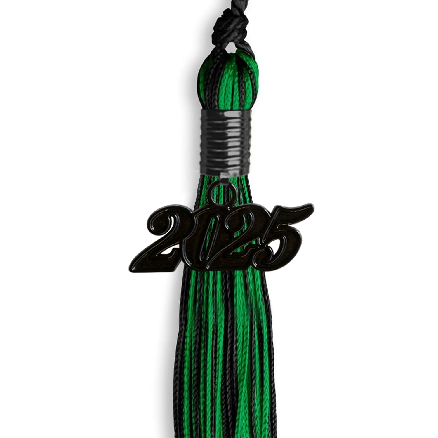 Black/Green Mixed Color Graduation Tassel With Black Date Drop - Endea Graduation