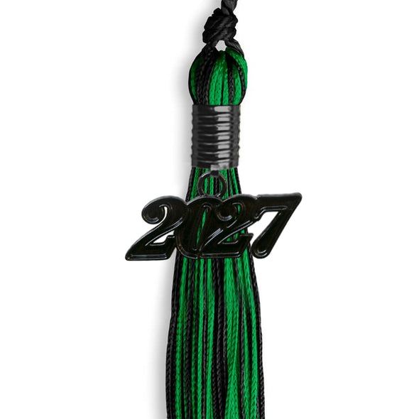 Black/Green Mixed Color Graduation Tassel With Black Date Drop - Endea Graduation