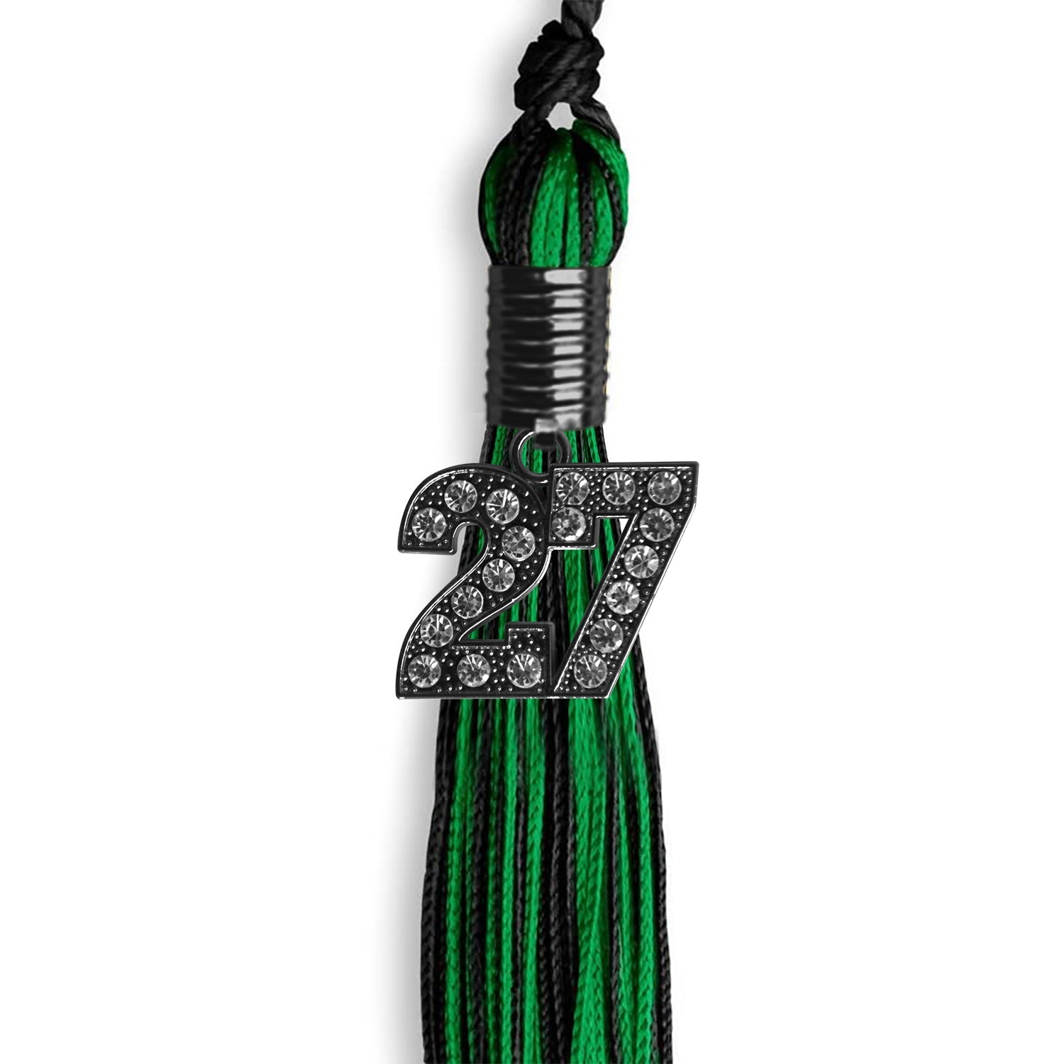 Black/Green Mixed Color Graduation Tassel With Black Date Drop - Endea Graduation