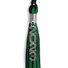 Black/Green Mixed Color Graduation Tassel With Stacked Silver Date Drop - Endea Graduation
