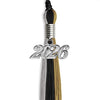 Black/Grey/Antique Gold Graduation Tassel With Silver Date Drop - Endea Graduation