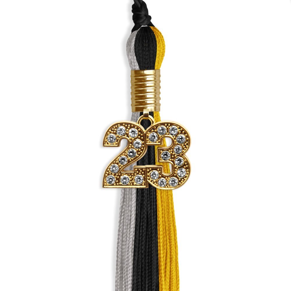 Black/Grey/Gold Graduation Tassel With Gold Date Drop - Endea Graduation