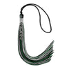 Black/Hunter Green/Silver Mixed Color Graduation Tassel With Silver Stacked Date Drop - Endea Graduation