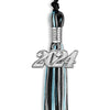 Black/Light Blue/Silver Mixed Color Graduation Tassel With Silver Date Drop - Endea Graduation