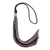 Black/Maroon/Silver Mixed Color Graduation Tassel With Silver Stacked Date Drop - Endea Graduation
