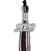 Black/Maroon/White Mixed Color Graduation Tassel With Silver Date Drop - Endea Graduation