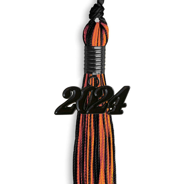 Black/Orange Mixed Color Graduation Tassel With Black Date Drop - Endea Graduation