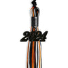 Black/Orange/White Mixed Color Graduation Tassel With Black Date Drop - Endea Graduation