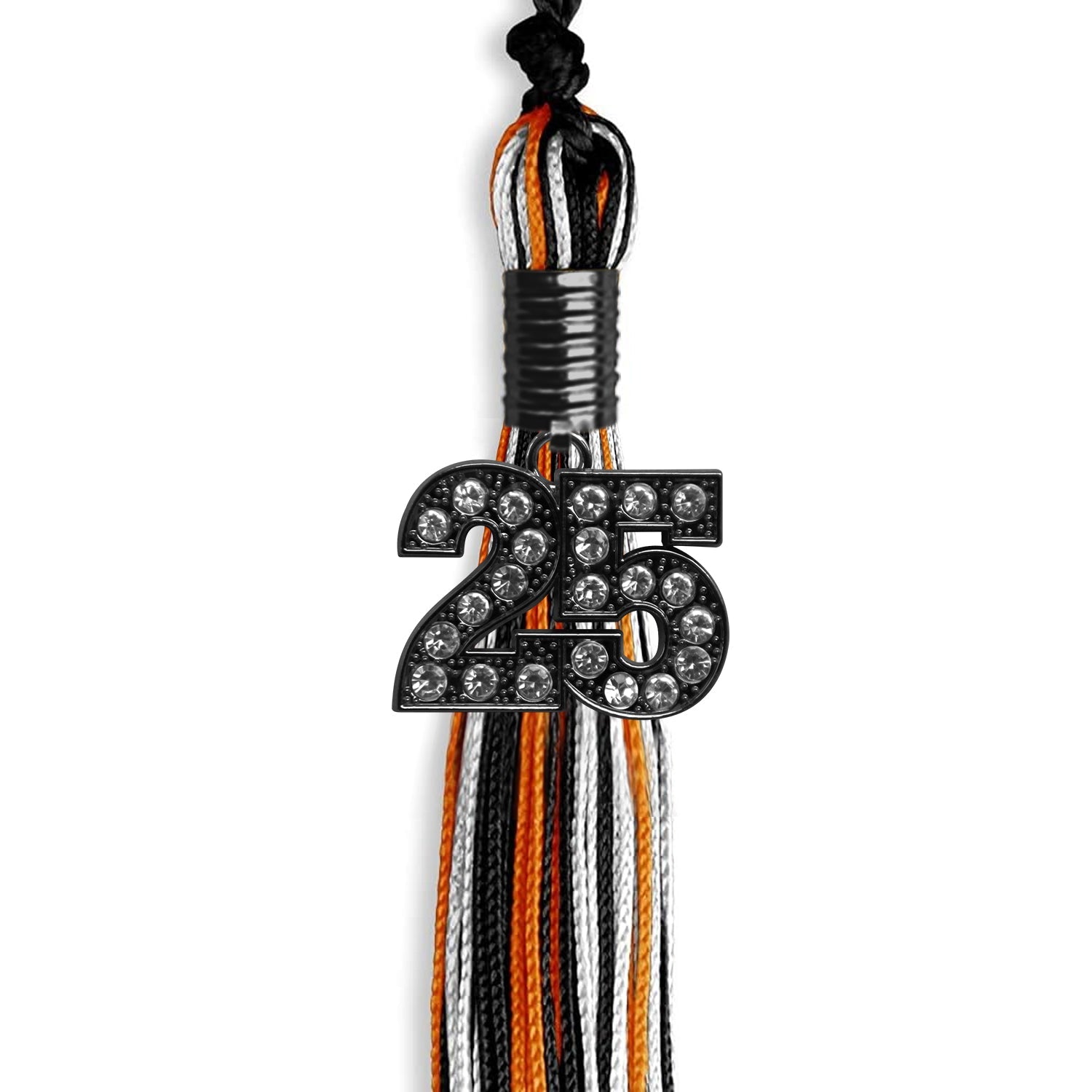 Black/Orange/White Mixed Color Graduation Tassel With Black Date Drop - Endea Graduation