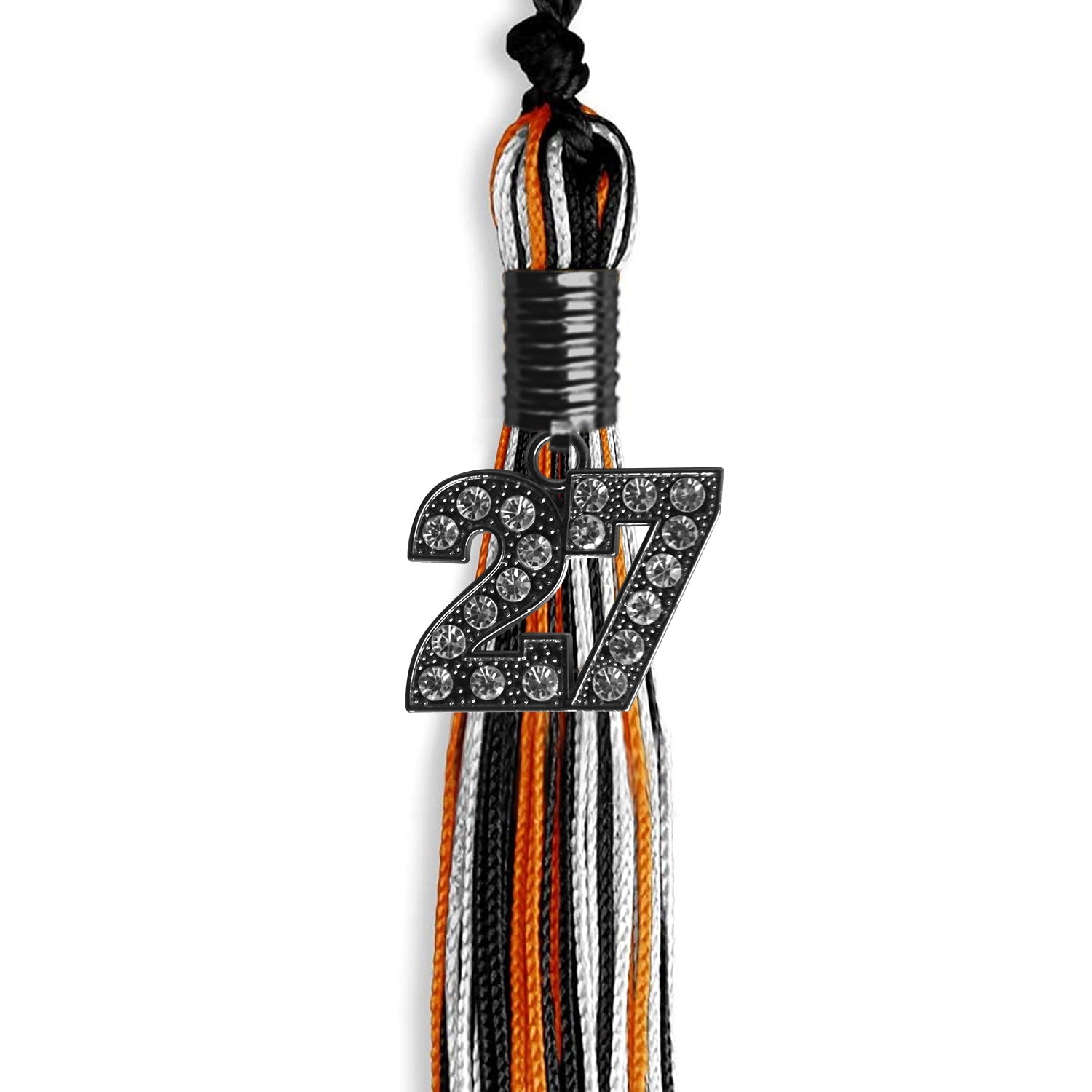 Black/Orange/White Mixed Color Graduation Tassel With Black Date Drop - Endea Graduation