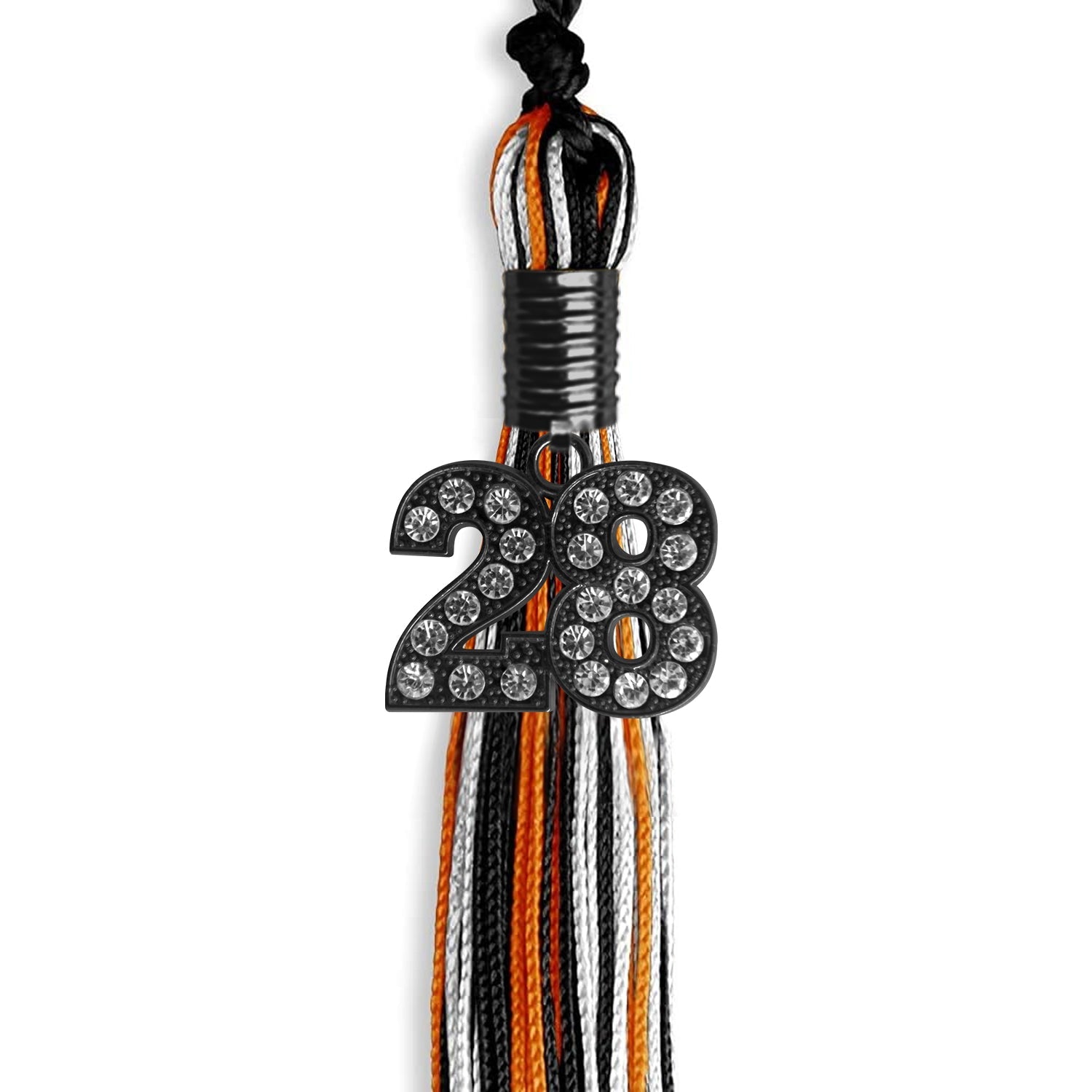 Black/Orange/White Mixed Color Graduation Tassel With Black Date Drop - Endea Graduation