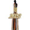 Black/Orange/White Mixed Color Graduation Tassel With Gold Date Drop - Endea Graduation