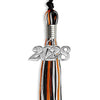 Black/Orange/White Mixed Color Graduation Tassel With Silver Date Drop - Endea Graduation
