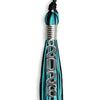 Black/Peacock Mixed Color Graduation Tassel With Stacked Silver Date Drop - Endea Graduation