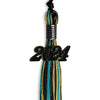 Black/Peacock/Antique Mixed Color Gold Graduation Tassel With Black Date Drop - Endea Graduation