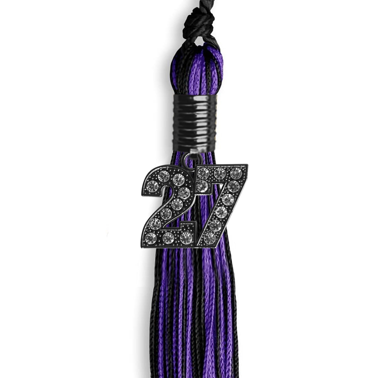 Black/Purple Mixed Color Graduation Tassel With Black Date Drop - Endea Graduation