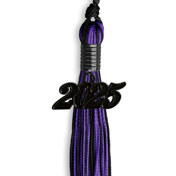 Black/Purple Mixed Color Graduation Tassel With Black Date Drop - Endea Graduation