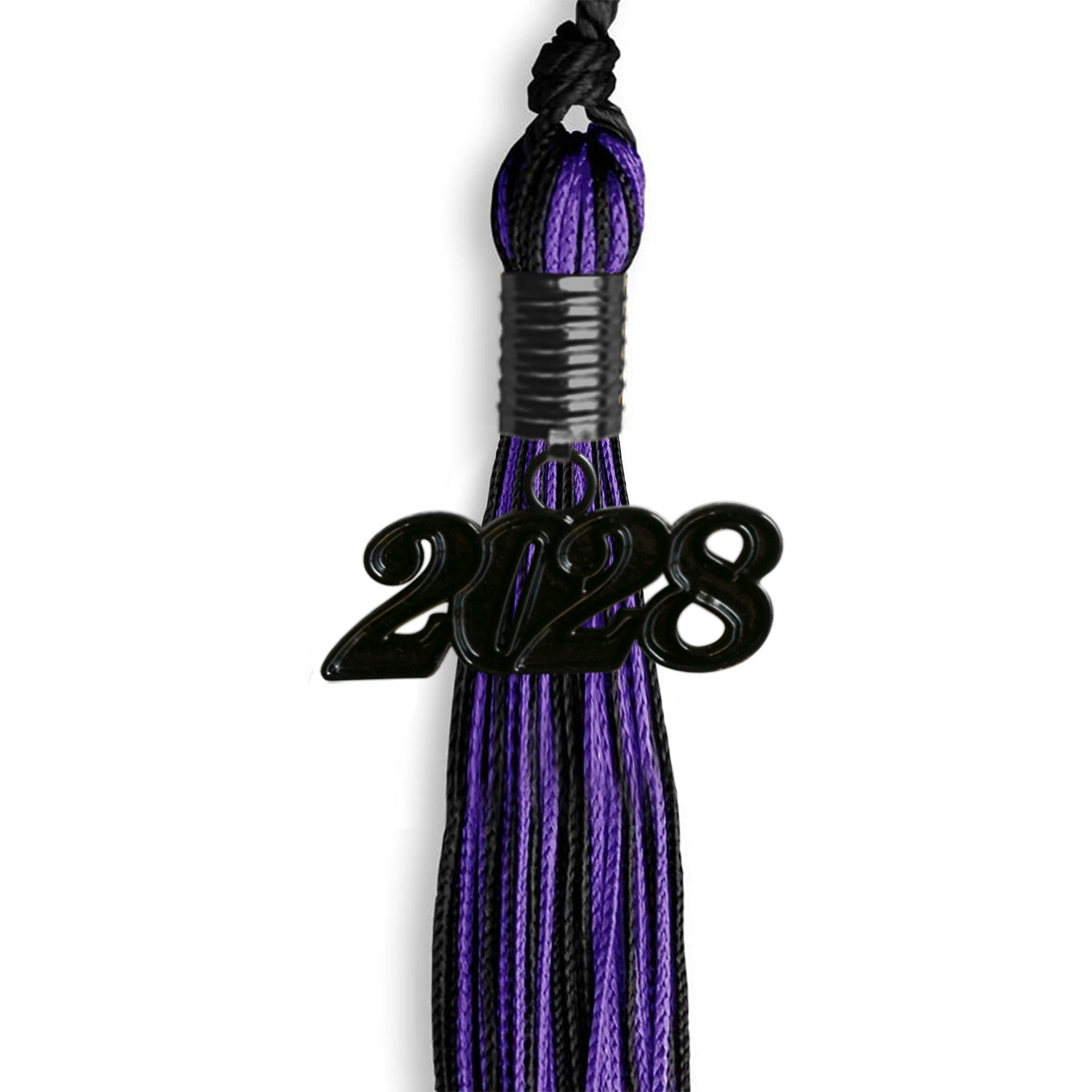 Black/Purple Mixed Color Graduation Tassel With Black Date Drop - Endea Graduation