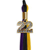 Black/Purple/Gold Graduation Tassel With Gold Date Drop - Endea Graduation