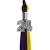 Black/Purple/Gold Graduation Tassel With Silver Date Drop - Endea Graduation
