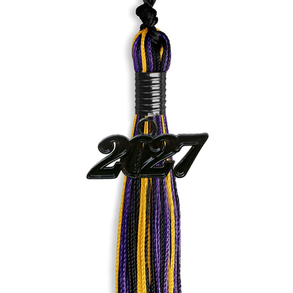 Black/Purple/Gold Mixed Color Graduation Tassel With Black Date Drop - Endea Graduation