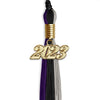 Black/Purple/Grey Graduation Tassel With Gold Date Drop - Endea Graduation