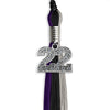 Black/Purple/Grey Graduation Tassel With Silver Date Drop - Endea Graduation