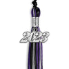 Black/Purple/Silver Mixed Color Graduation Tassel With Silver Date Drop - Endea Graduation