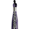 Black/Purple/Silver Mixed Color Graduation Tassel With Silver Stacked Date Drop - Endea Graduation
