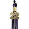 Black/Purple/White Mixed Color Graduation Tassel With Gold Date Drop - Endea Graduation