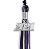 Black/Purple/White Mixed Color Graduation Tassel With Silver Date Drop - Endea Graduation
