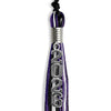 Black/Purple/White Mixed Color Graduation Tassel With Silver Stacked Date Drop - Endea Graduation