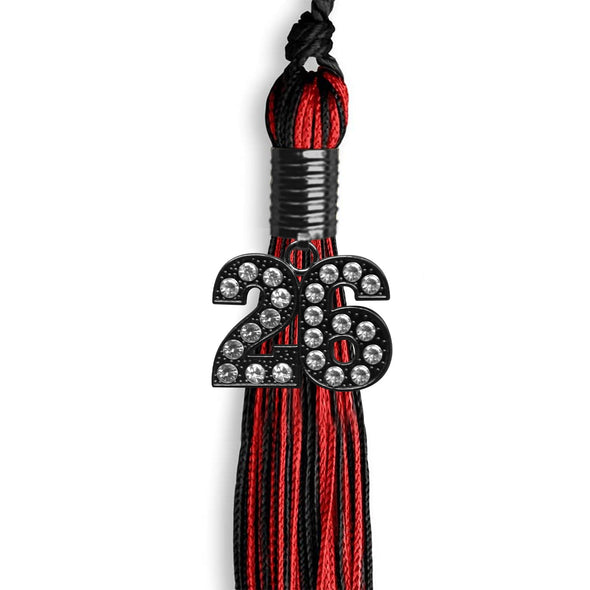 Black/Red Mixed Color Graduation Tassel With Black Date Drop - Endea Graduation