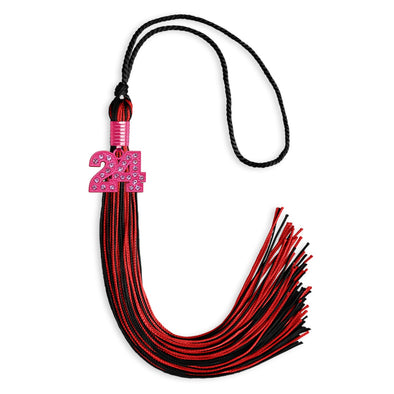 Black/Red Mixed Color Graduation Tassel With Pink Bling Charm 2024 - Endea Graduation
