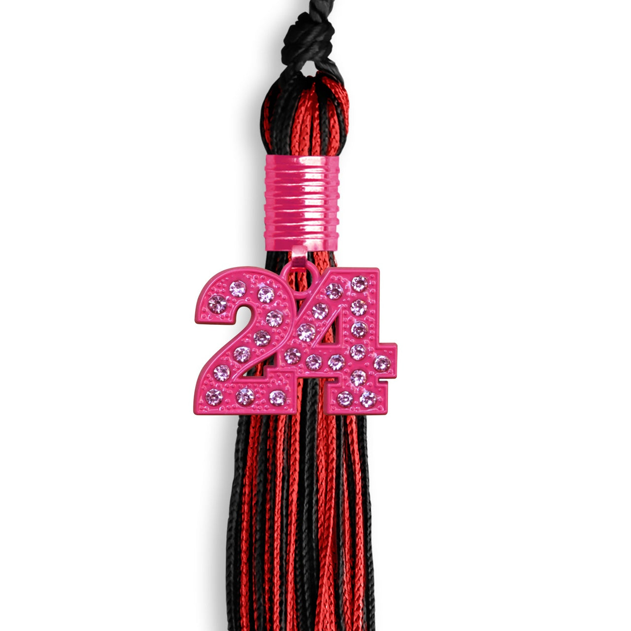 Black/Red Mixed Color Graduation Tassel With Pink Bling Charm 2024 - Endea Graduation