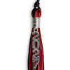 Black/Red Mixed Color Graduation Tassel With Stacked Silver Date Drop - Endea Graduation