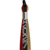 Black/Red/Antique Gold Graduation Tassel With Silver Stacked Date Drop - Endea Graduation