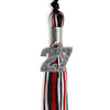 Black/Red/Silver Mixed Color Graduation Tassel With Silver Date Drop - Endea Graduation