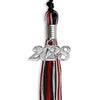 Black/Red/Silver Mixed Color Graduation Tassel With Silver Date Drop - Endea Graduation