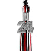 Black/Red/White Mixed Color Graduation Tassel With Silver Date Drop - Endea Graduation