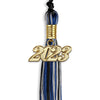 Black/Royal Blue/Silver Mixed Color Graduation Tassel With Gold Date Drop - Endea Graduation