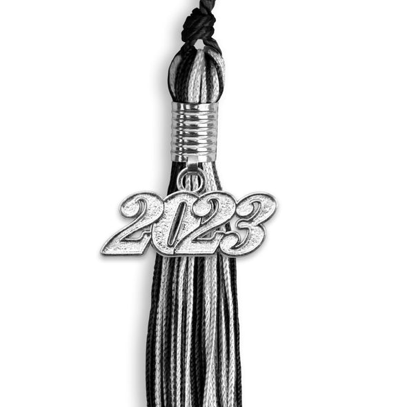 Black/Silver Mixed Color Graduation Tassel With Silver Date Drop - Endea Graduation