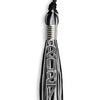 Black/Silver Mixed Color Graduation Tassel With Stacked Silver Date Drop - Endea Graduation