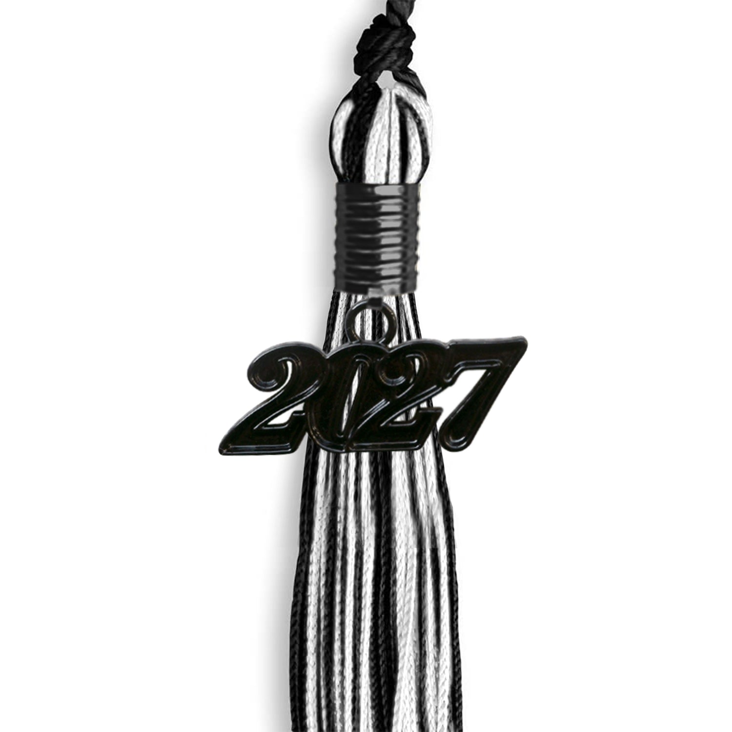 Black/White Mixed Color Graduation Tassel With Black Date Drop - Endea Graduation