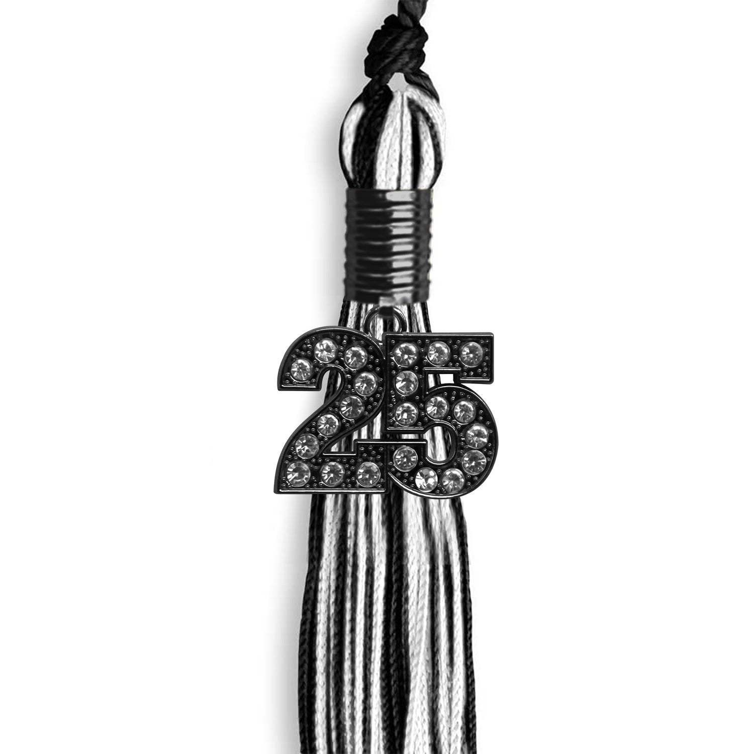 Black/White Mixed Color Graduation Tassel With Black Date Drop - Endea Graduation